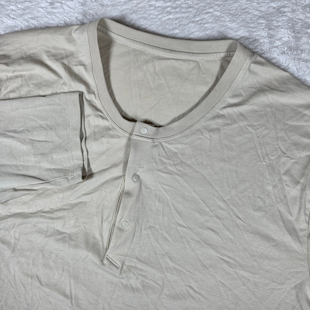 Lululemon Henley Mens XL Fundamental Beige L/S Button up Stretch Athletic Top